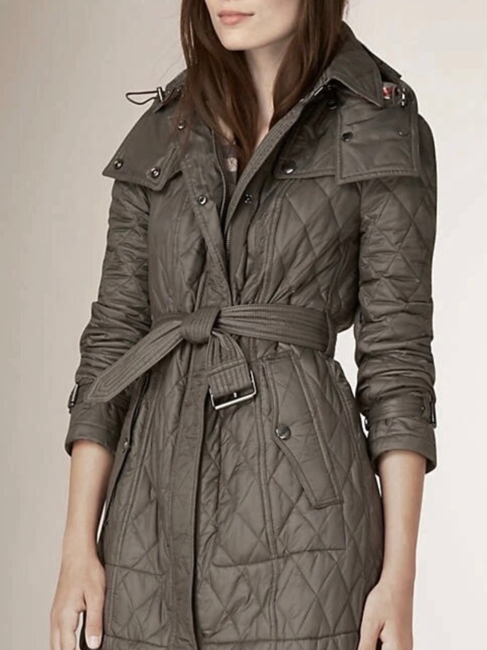 BURBERRY BRIT Finsbridge Quilted Jacket Mink Gray L -  NWT